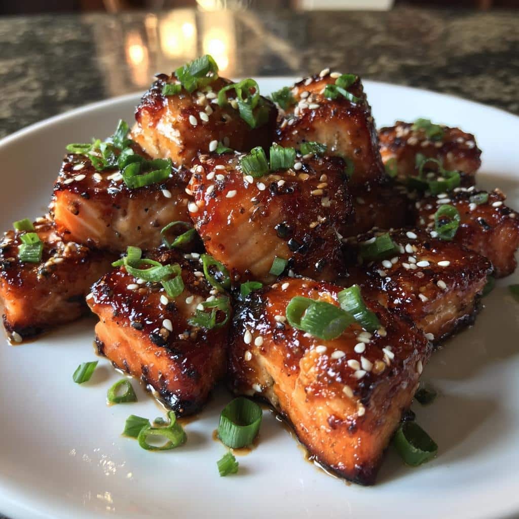 air fryer teriyaki salmon bites