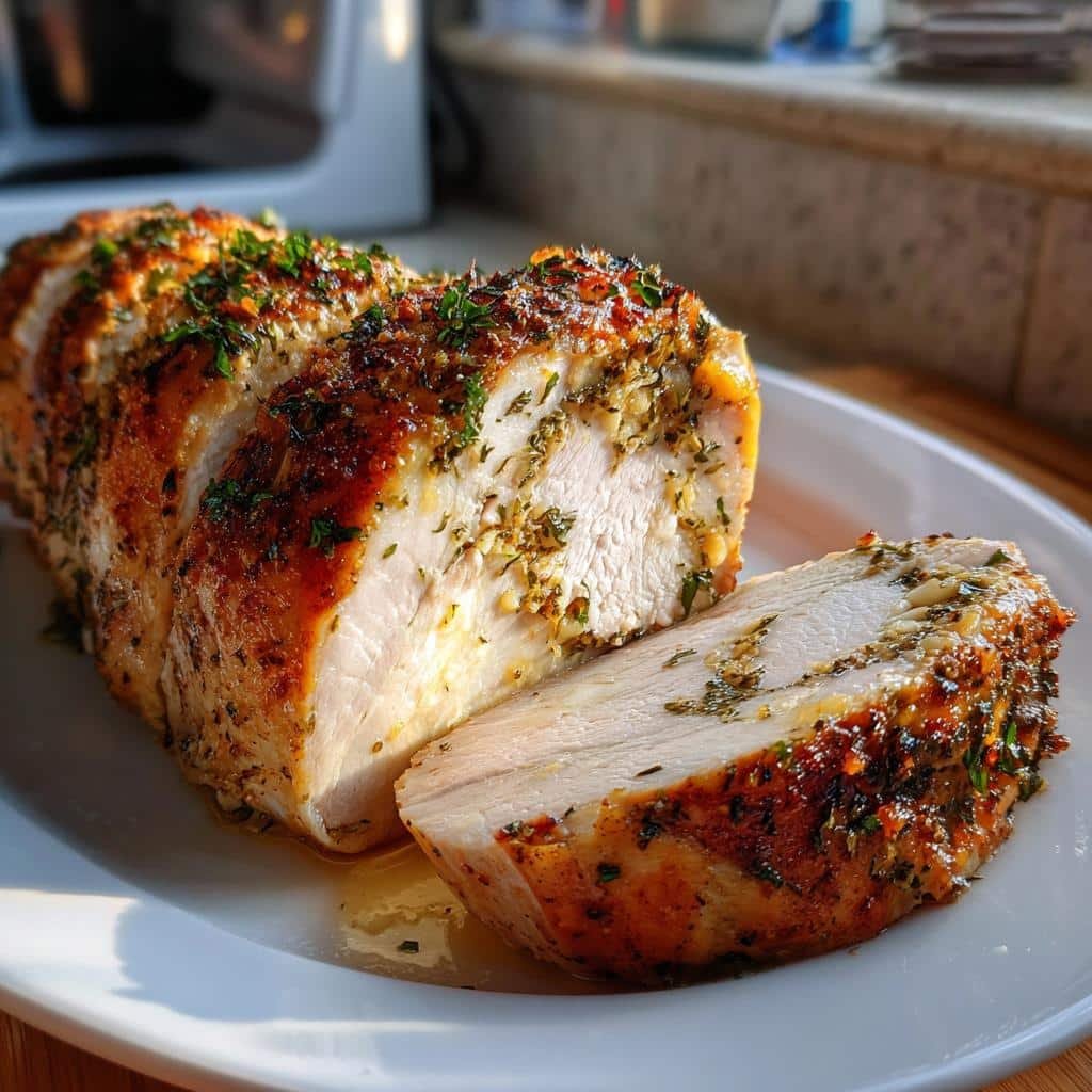 air fryer turkey roll roast - detail 1