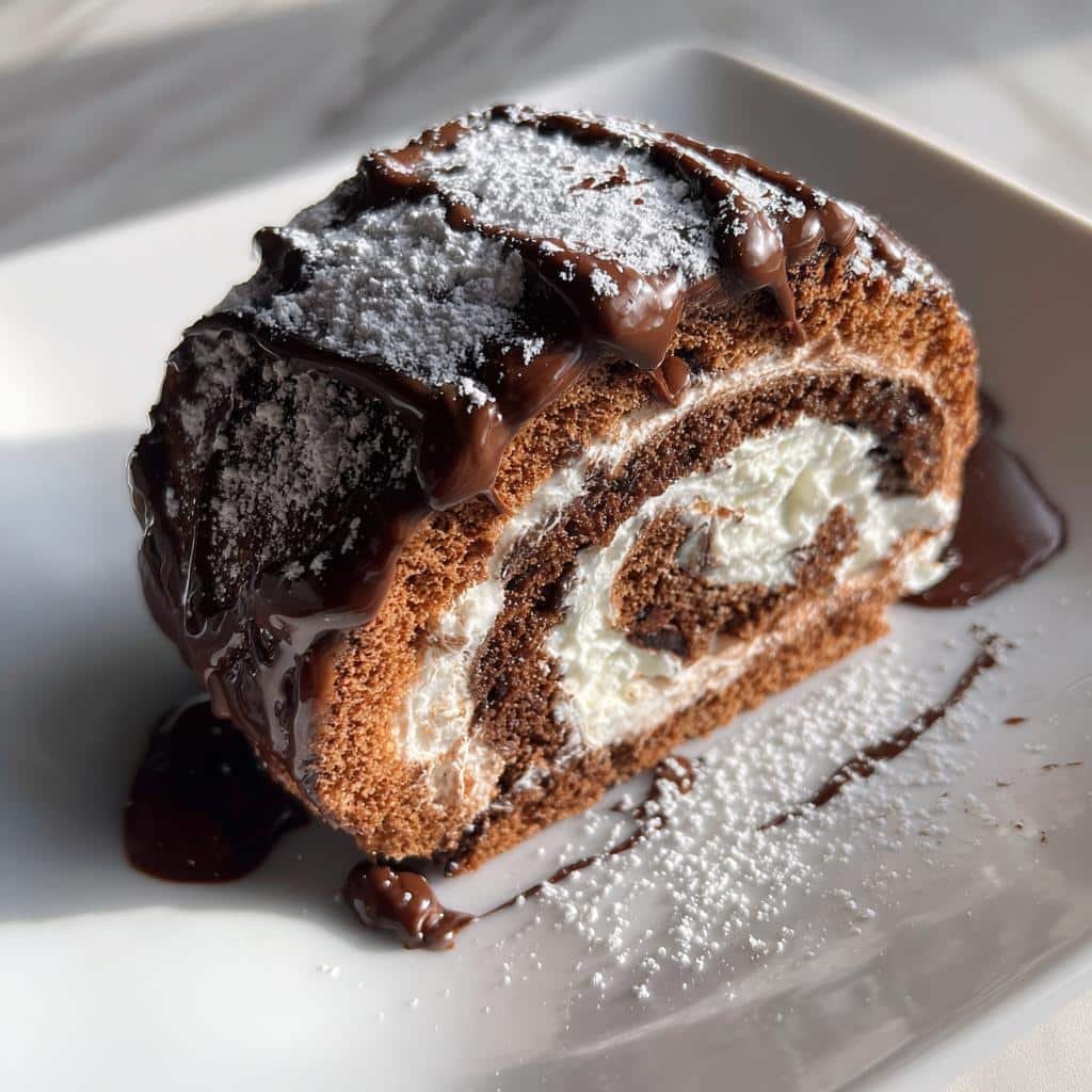 air fryer yule log cake - detail 1