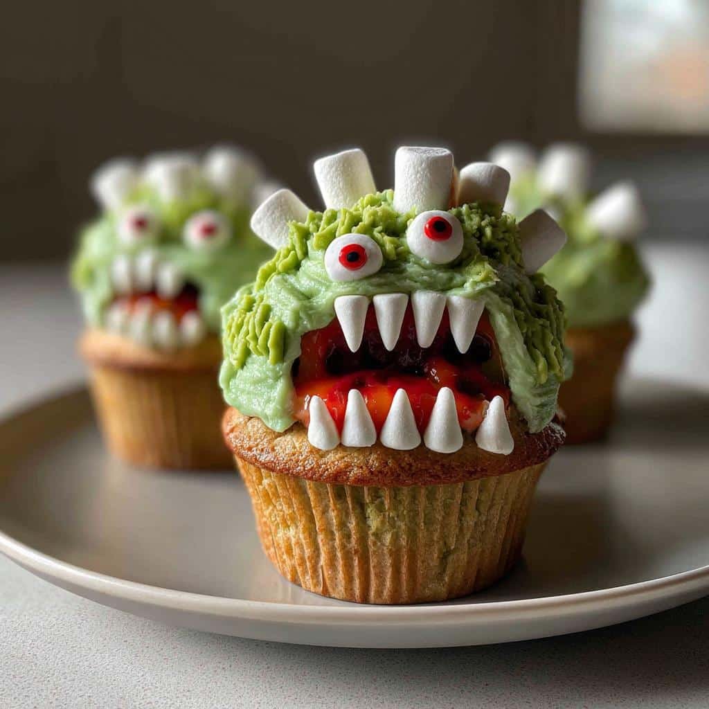 air fryer zombie monster cupcakes