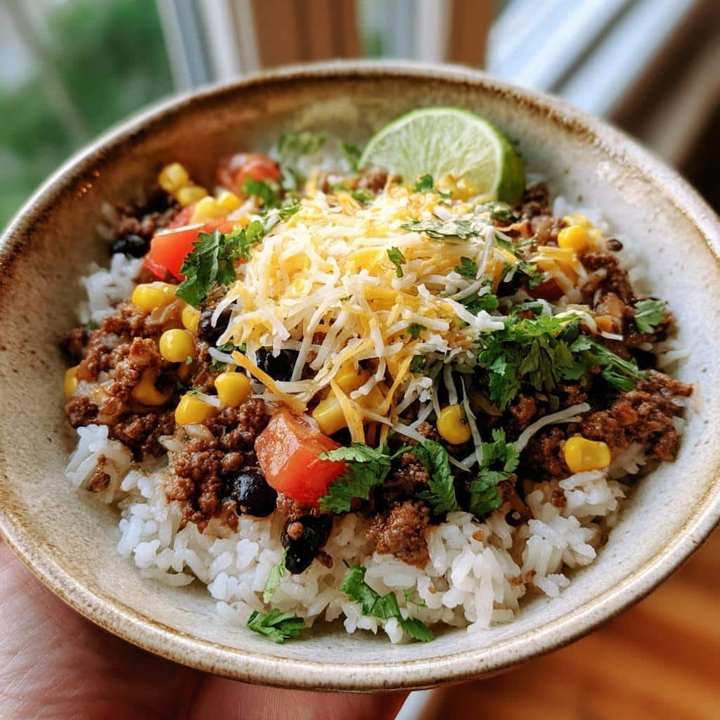 Air Fryer Beef Burrito Bowls