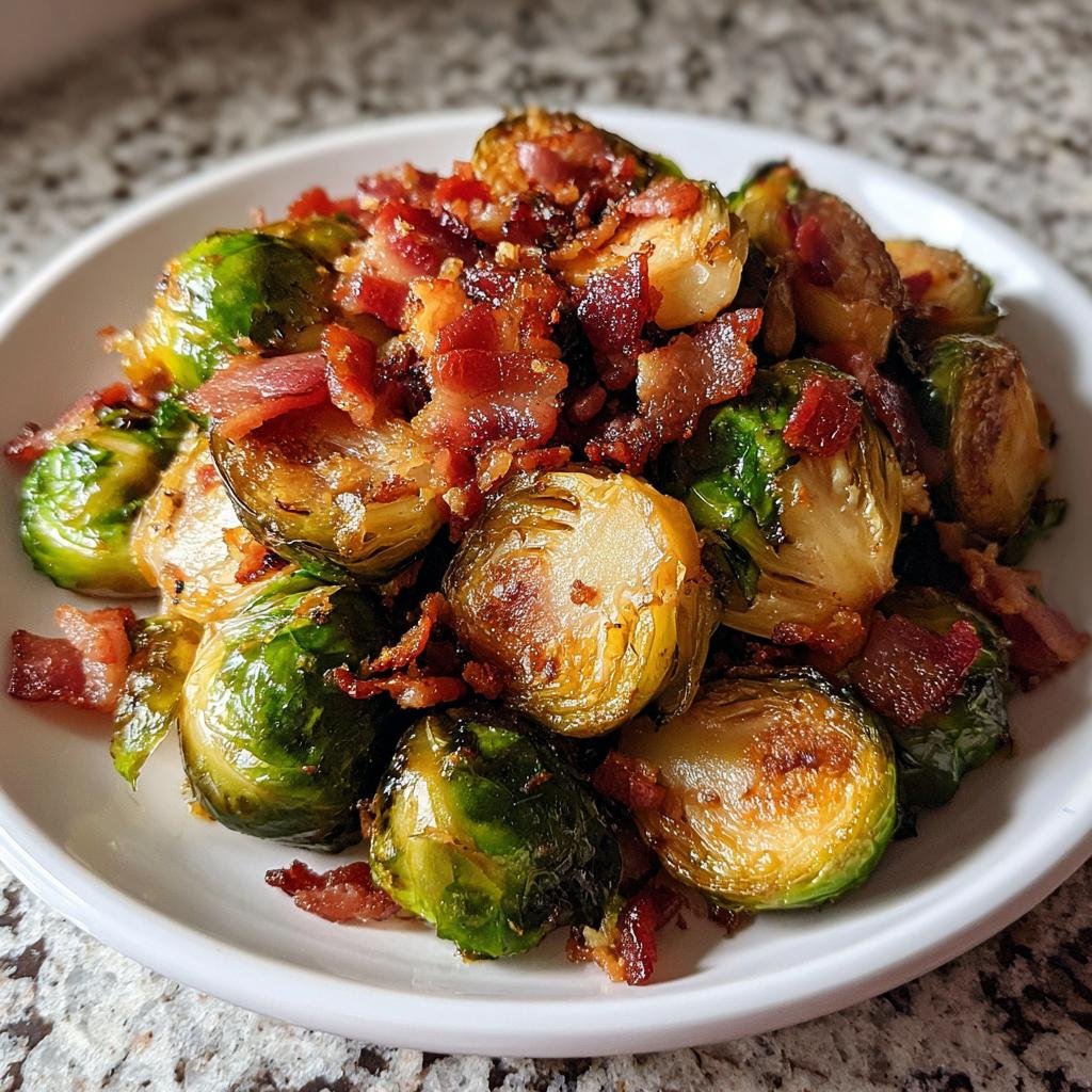 Air Fryer Brussels Sprouts with Bacon & Maple