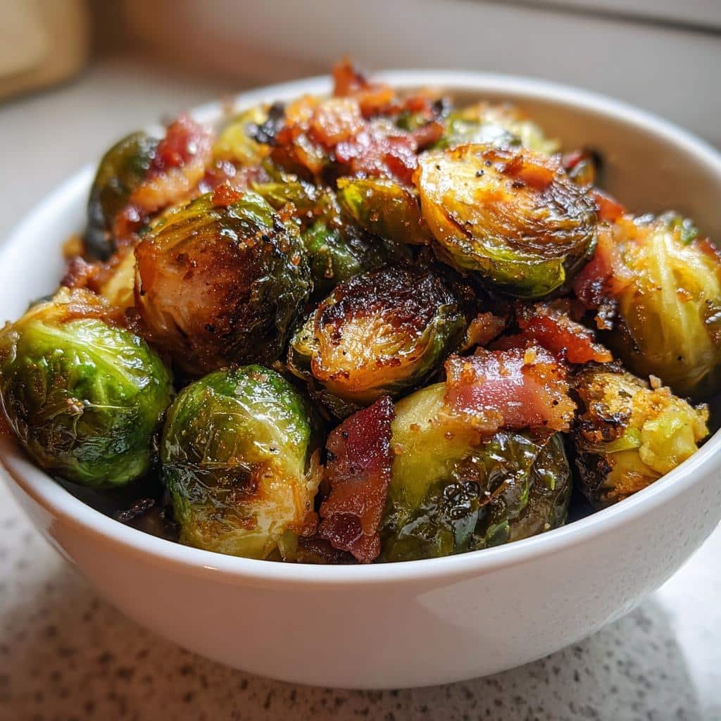 Air Fryer Christmas Brussels Sprouts (with Bacon) - detail 1
