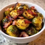 Air Fryer Christmas Brussels Sprouts (with Bacon)