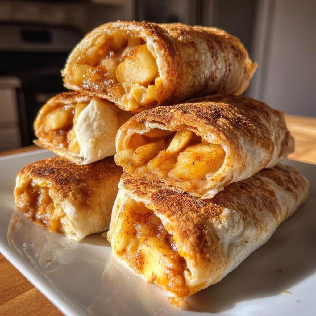 Air fryer apple cinnamon chimichanga rolls