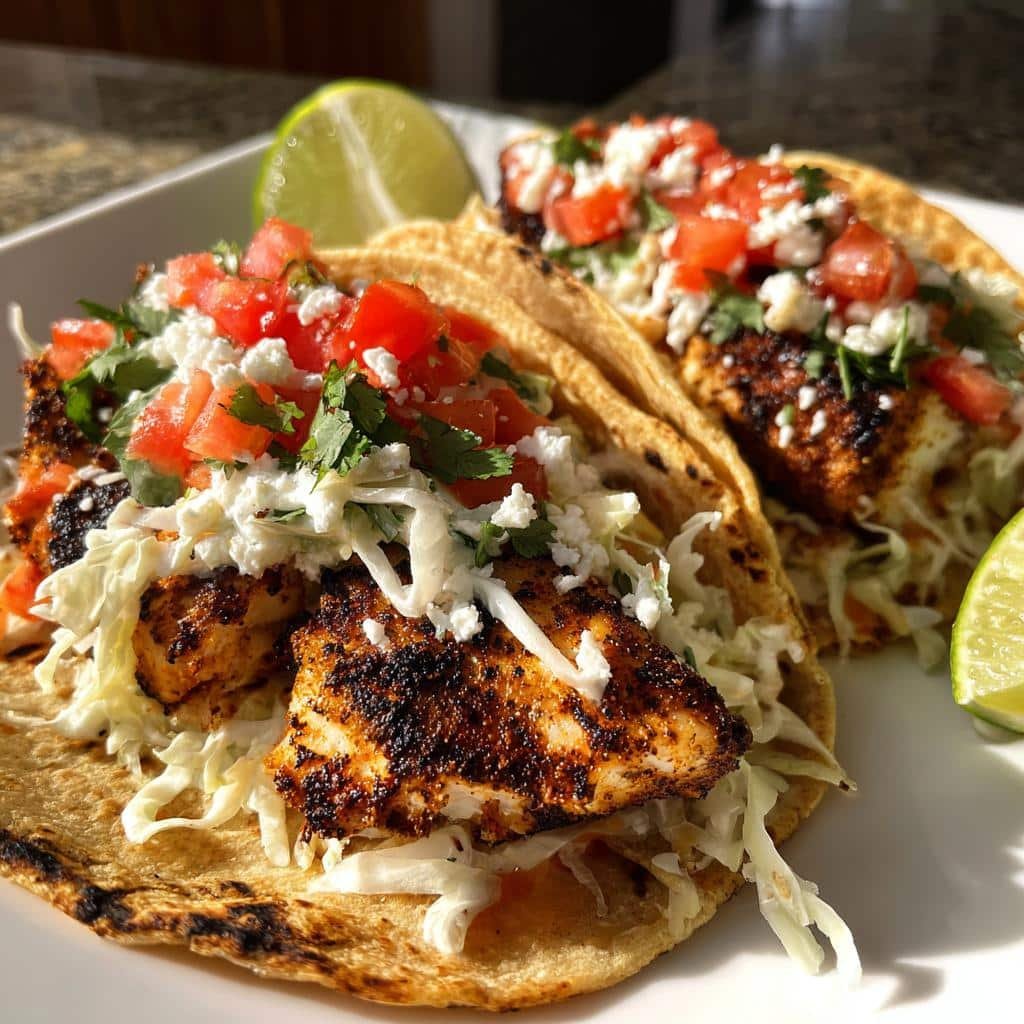Air fryer blackened mahi tacos