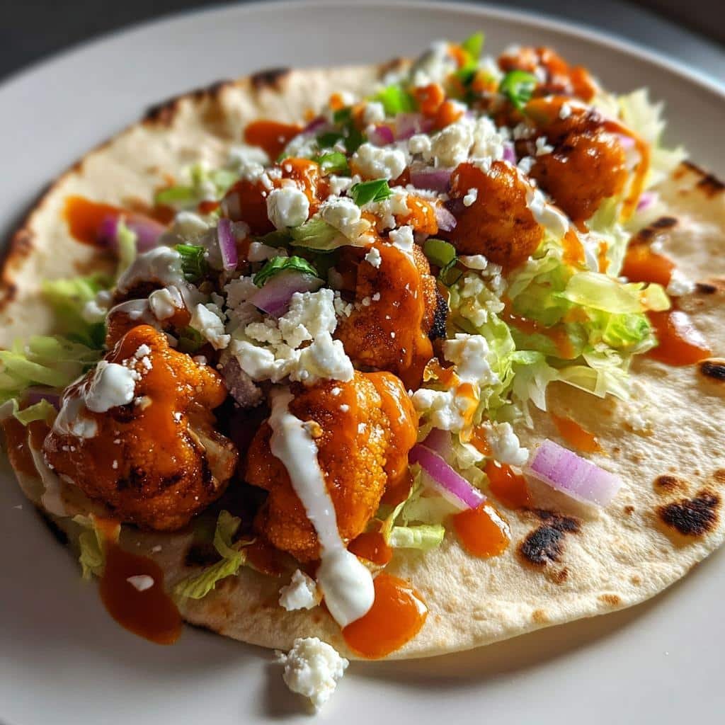 Air fryer buffalo cauliflower tacos - detail 1