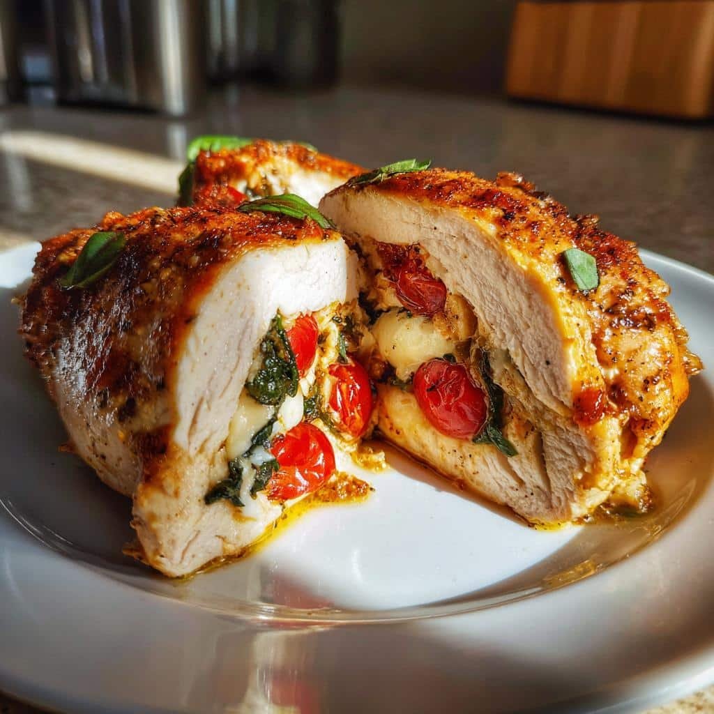 Air fryer caprese stuffed chicken breast - detail 1