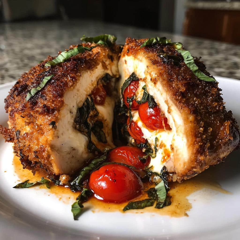 Air fryer caprese stuffed chicken breast - detail 1