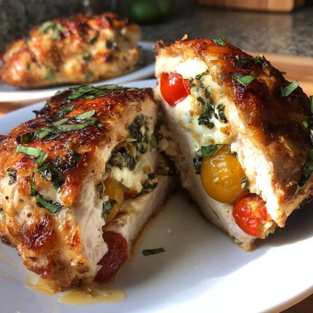 Air fryer caprese stuffed chicken breast