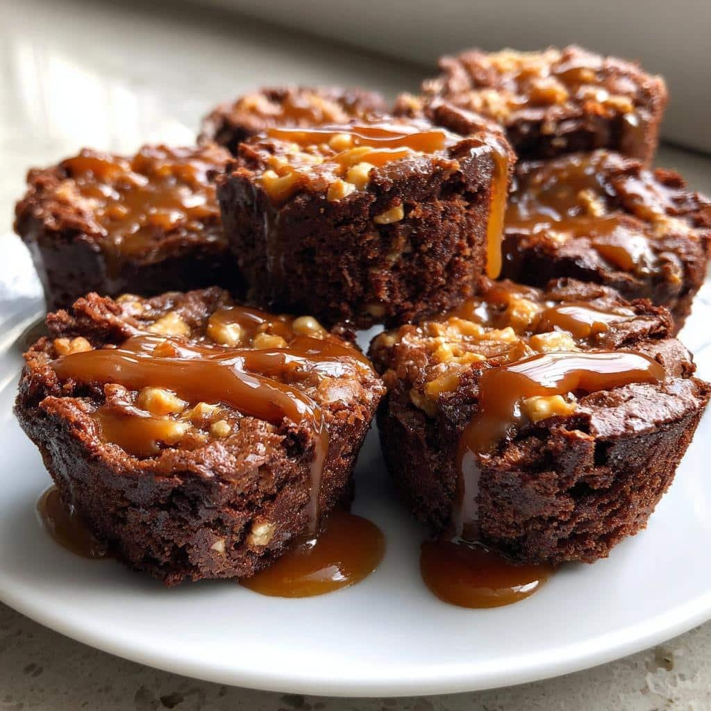 Air fryer caramel pretzel brownie bites - detail 1
