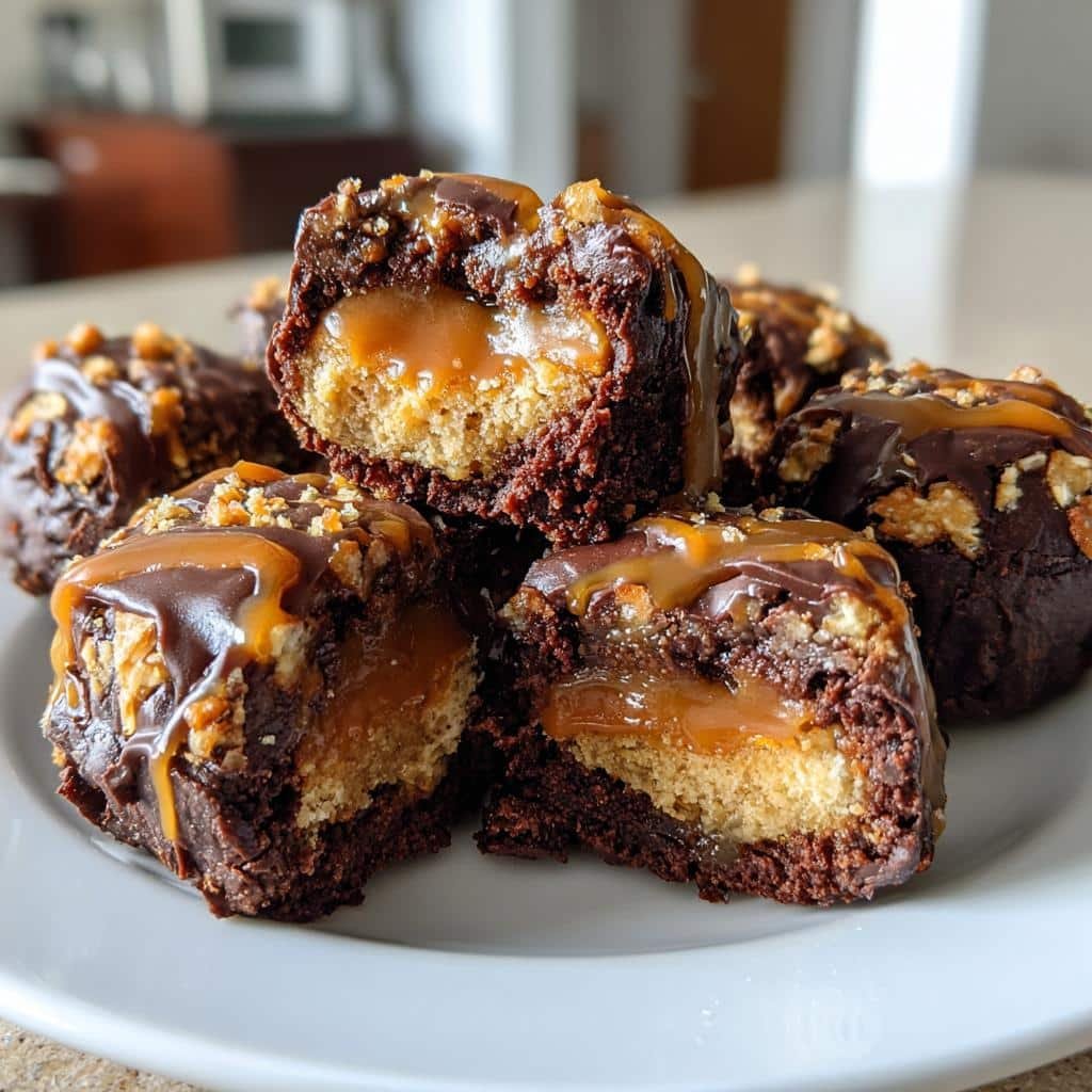 Air fryer caramel pretzel brownie bites - detail 1