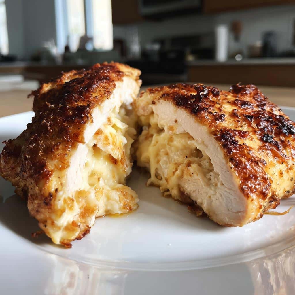 Air fryer cottage cheese stuffed chicken breast