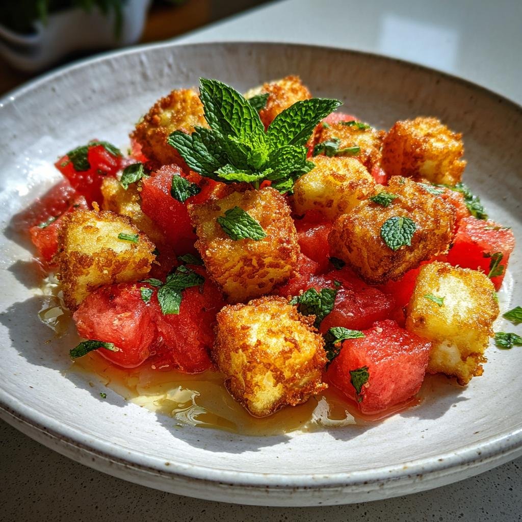 Air fryer crispy feta watermelon salad cups - detail 1