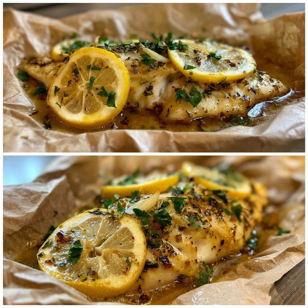 Air fryer lemon herb tilapia packets