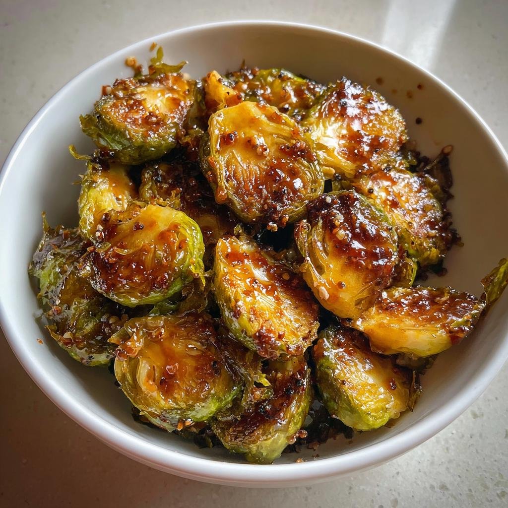 Air fryer maple mustard Brussels hash - detail 1