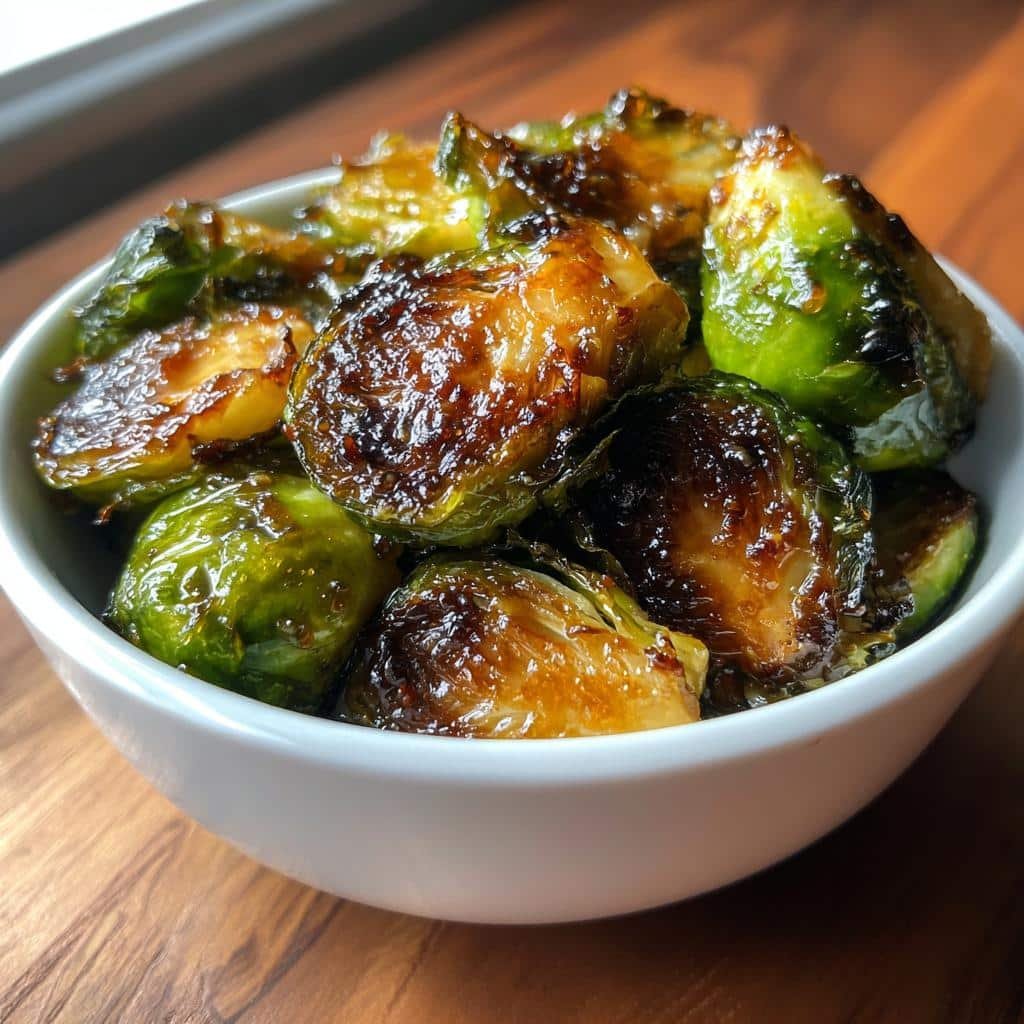 Air fryer maple mustard Brussels hash
