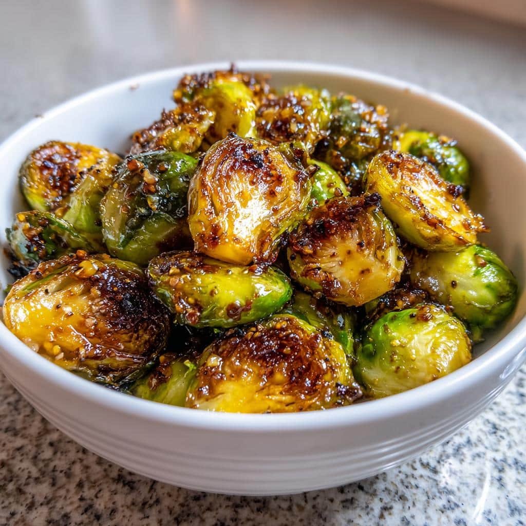 Air fryer maple mustard Brussels hash