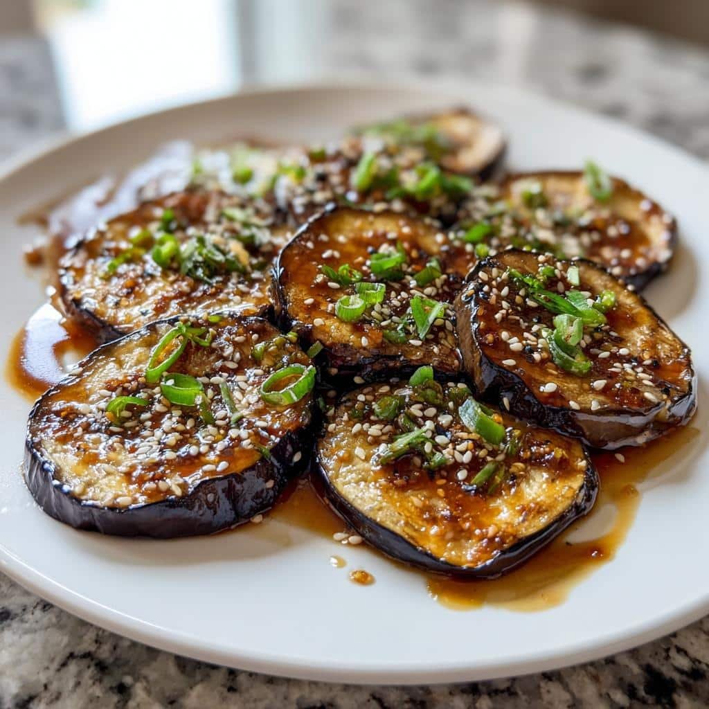Air fryer miso maple glazed eggplant - detail 1