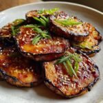 Air fryer miso maple glazed eggplant
