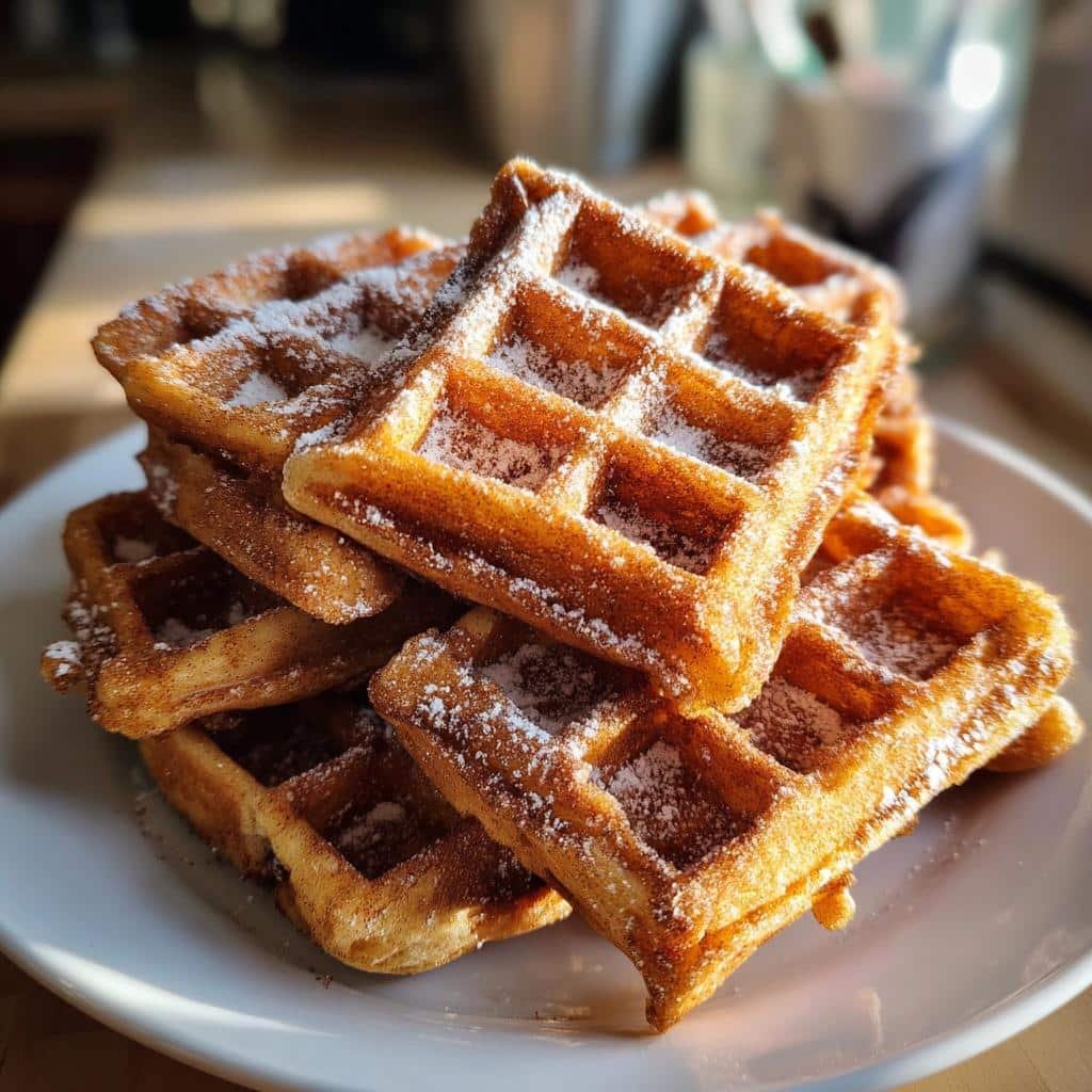 Air fryer pumpkin spice churro waffles