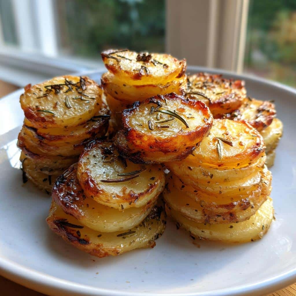 Air fryer rosemary garlic potato stacks - detail 1