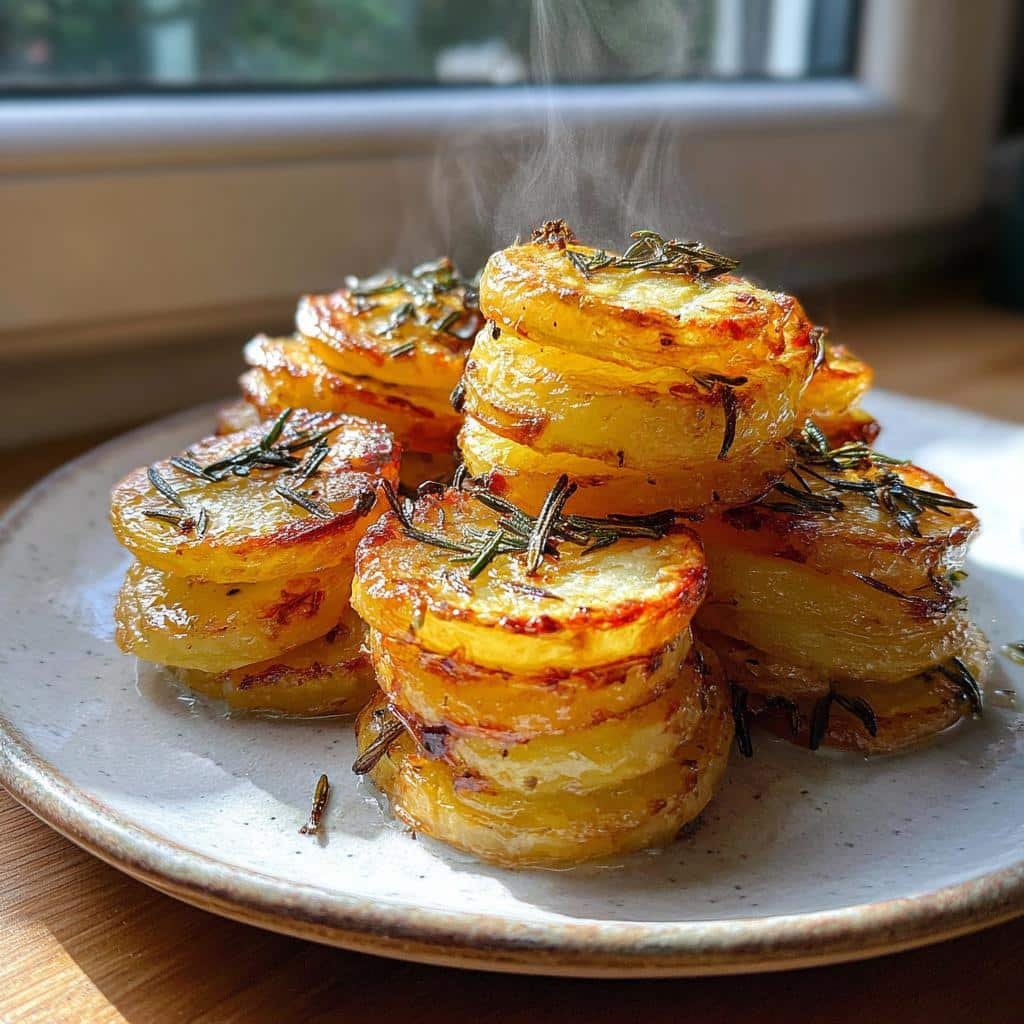 Air fryer rosemary garlic potato stacks