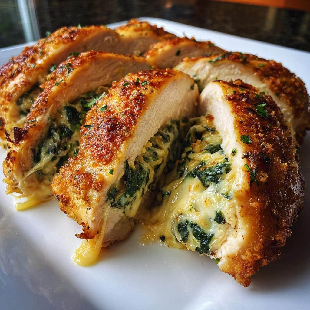 Air fryer spinach artichoke stuffed chicken breast - detail 1