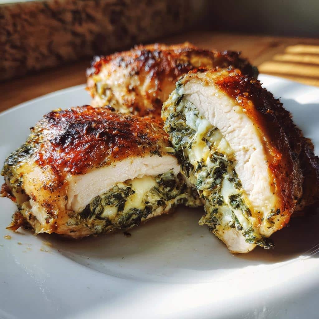 Air fryer spinach artichoke stuffed chicken breast - detail 1