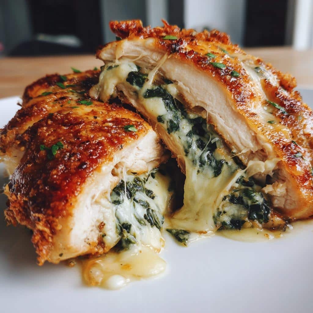 Air fryer spinach artichoke stuffed chicken breast