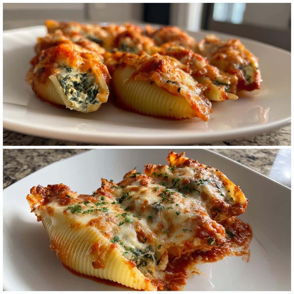 Air fryer spinach ricotta stuffed shells - detail 1