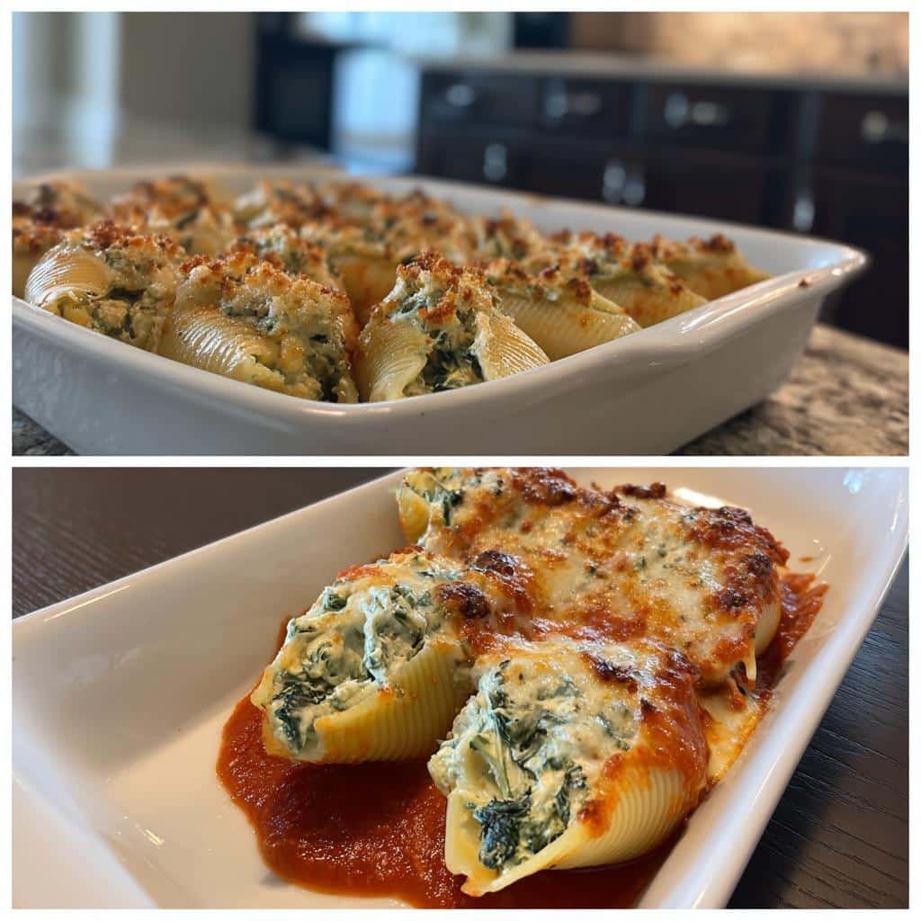 Air fryer spinach ricotta stuffed shells - detail 1