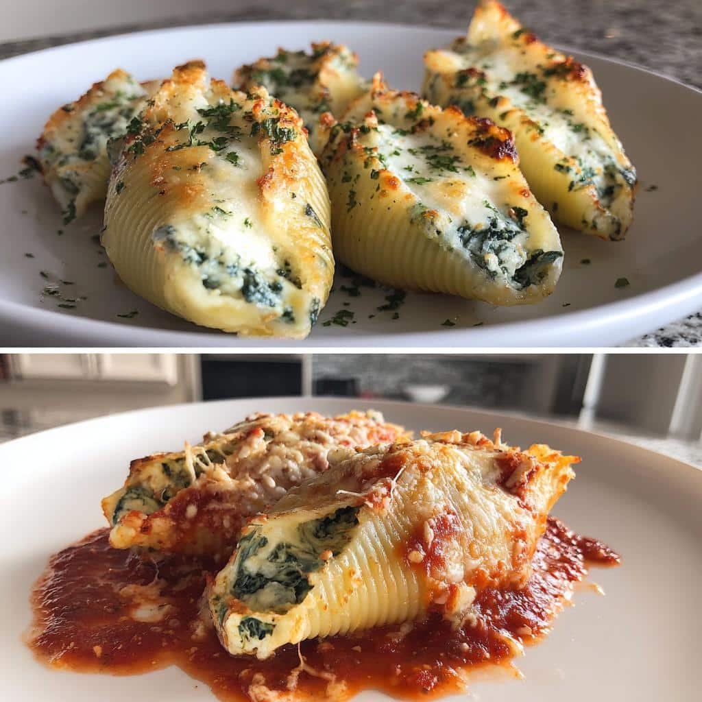 Air fryer spinach ricotta stuffed shells