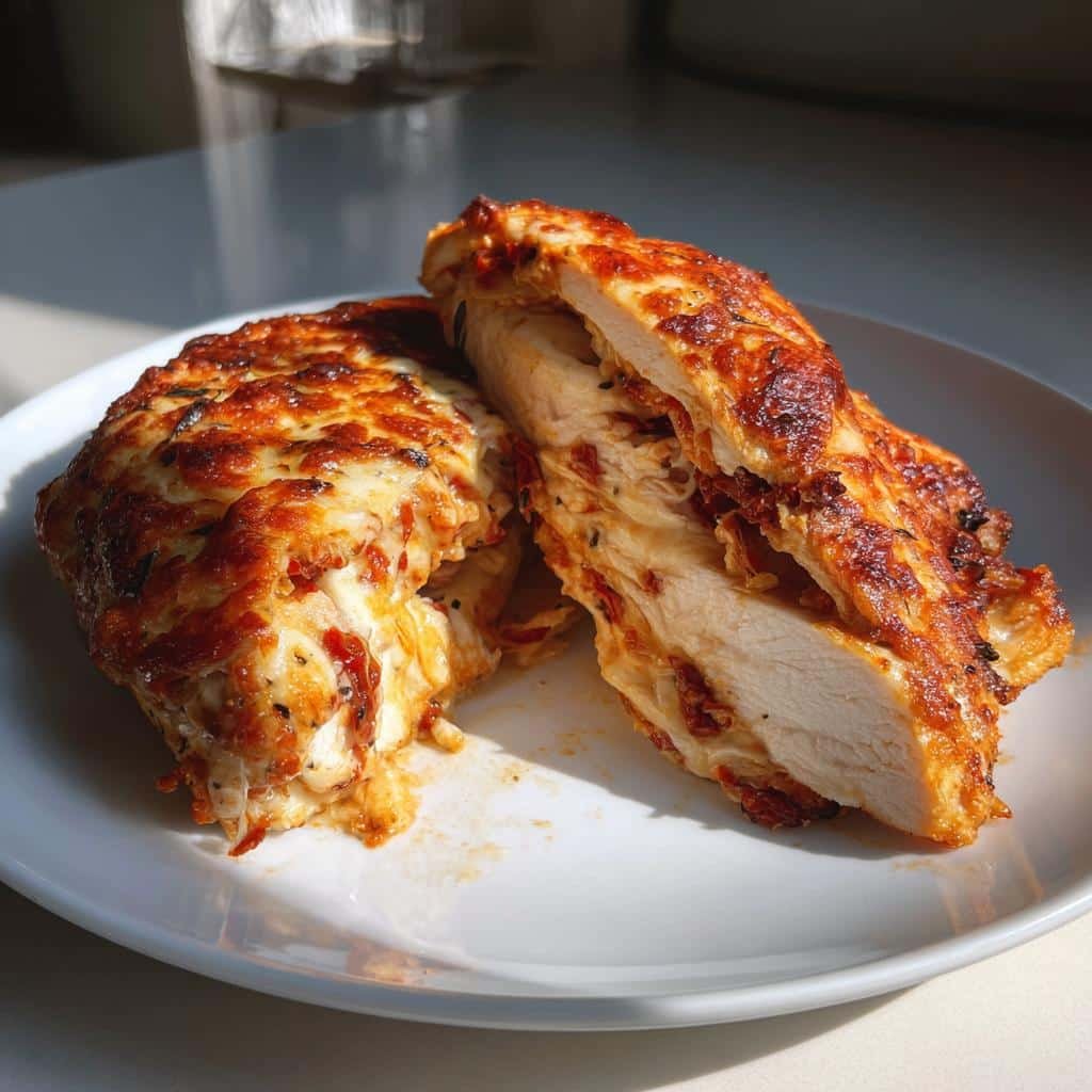 Air fryer sun-dried tomato mozzarella chicken breast - detail 1
