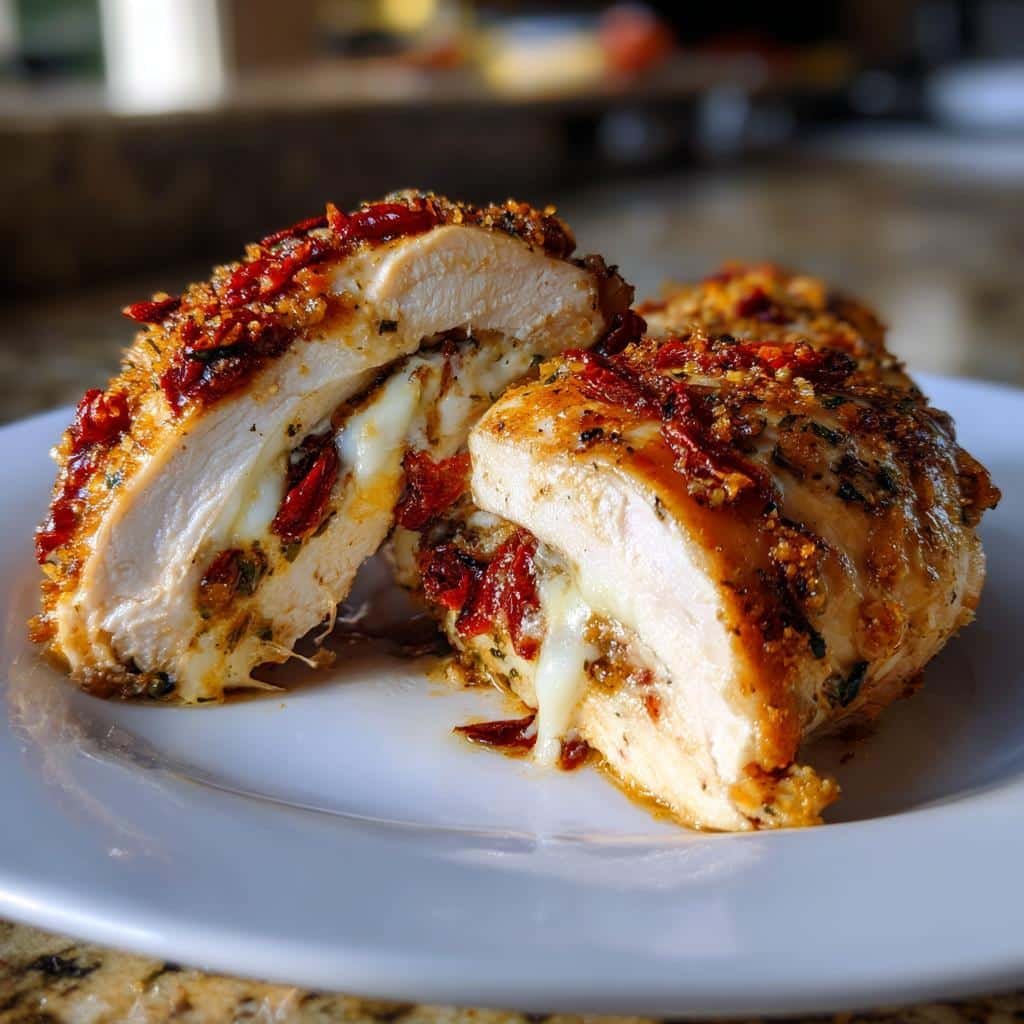 Air fryer sun-dried tomato mozzarella chicken breast