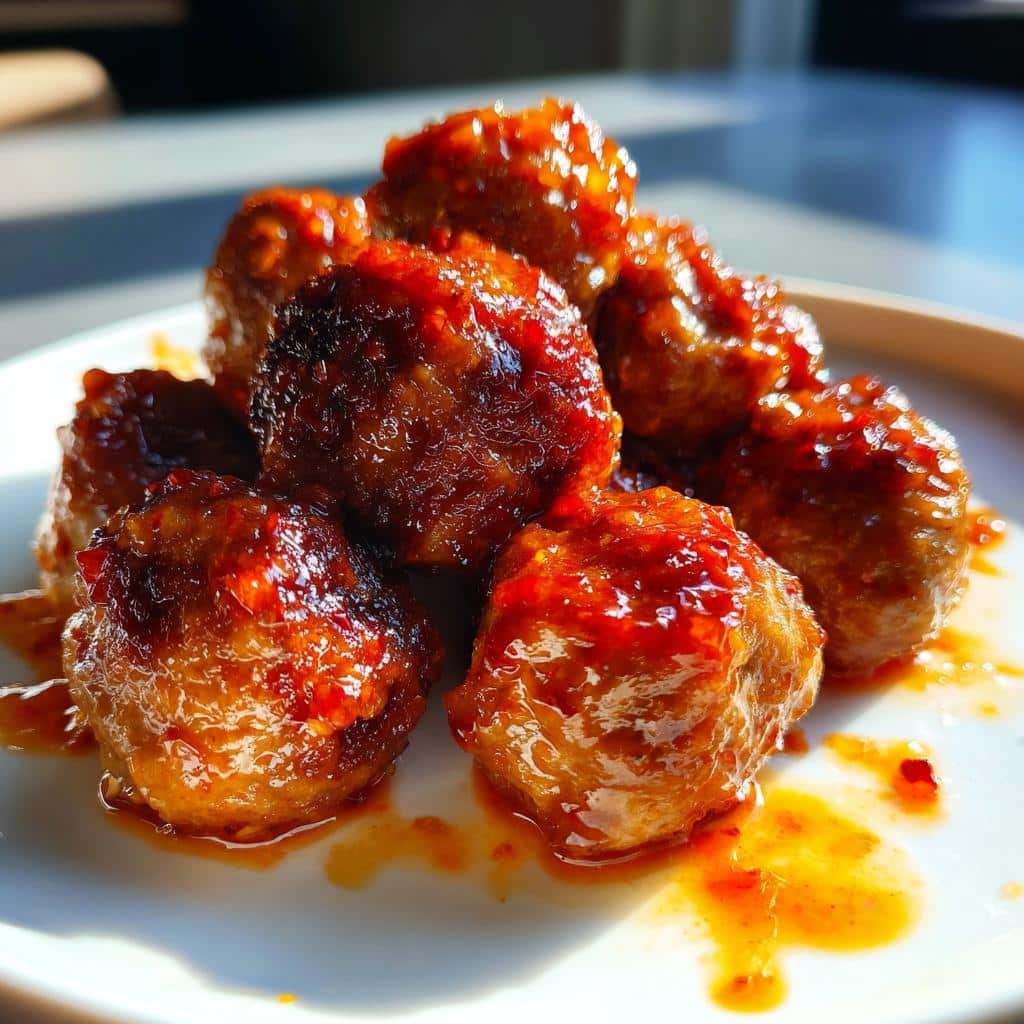 Air fryer sweet chili glazed meatballs - detail 1