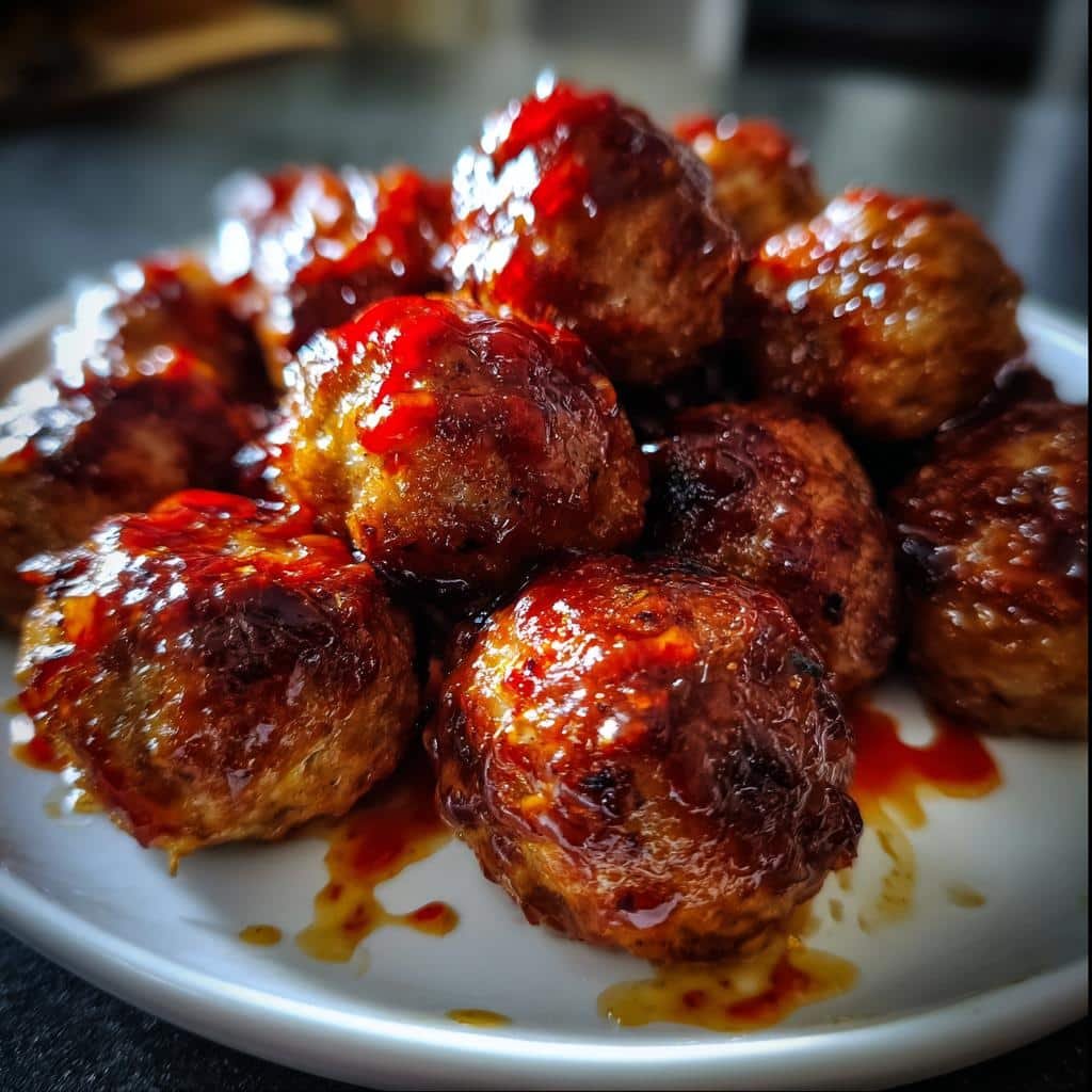 Air fryer sweet chili glazed meatballs