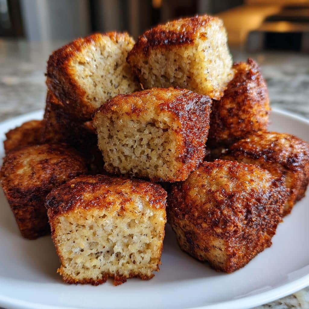 air fryer banana bread bites - detail 1