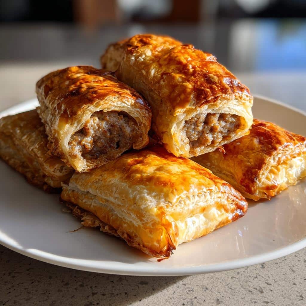 air fryer breakfast sausage rolls - detail 1