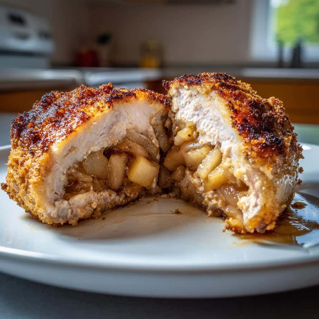 air fryer pork chops stuffed apple - detail 1