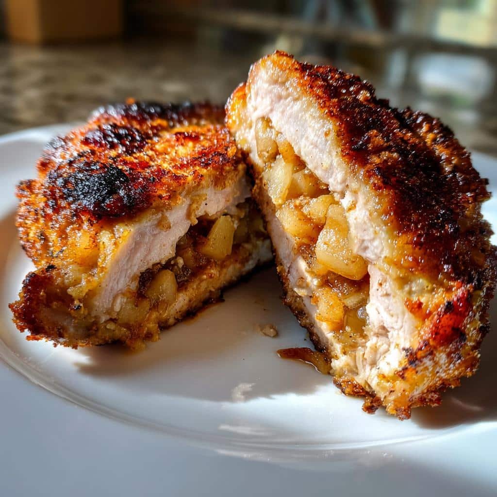 air fryer pork chops stuffed apple
