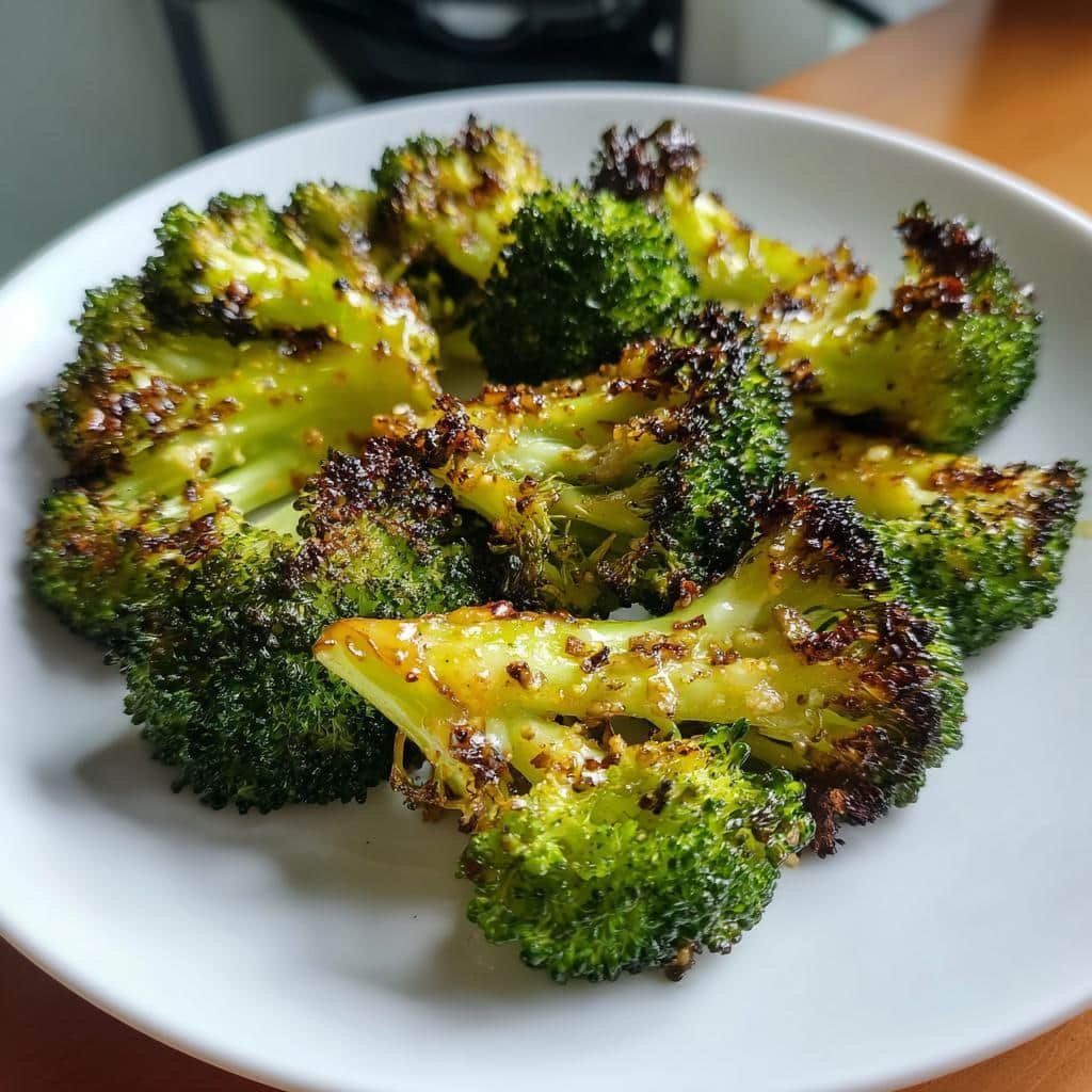 air fryer roasted broccoli - detail 1