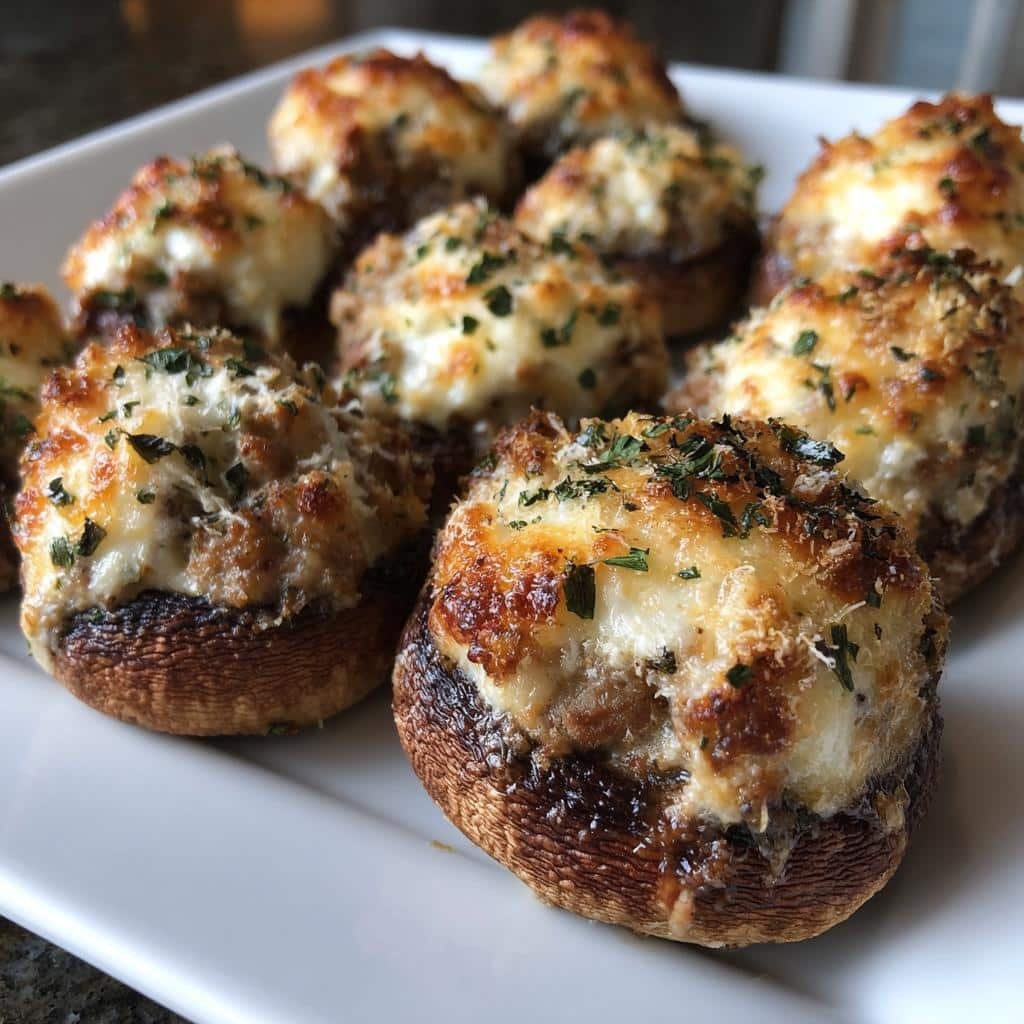 air fryer stuffed mushrooms sausage - detail 1