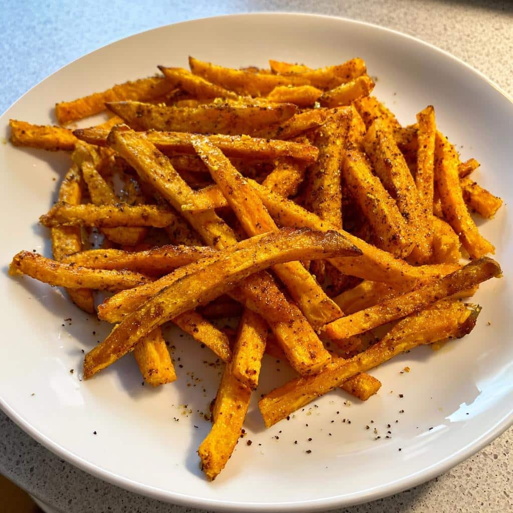air fryer sweet potato fries seasoned - detail 1