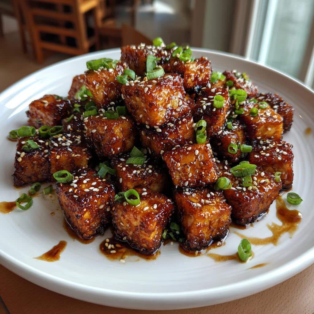 air fryer tofu crispy teriyaki - detail 1