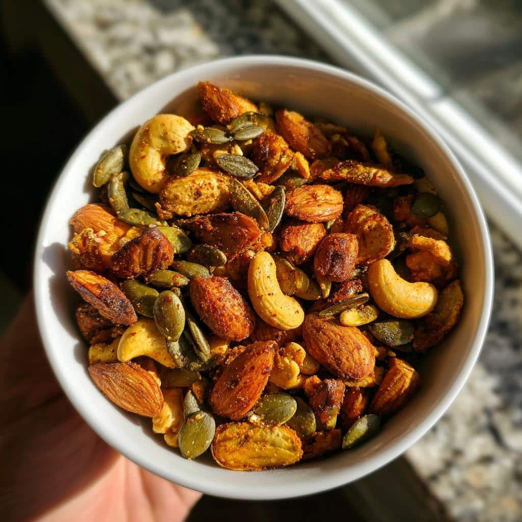 air fryer trail mix spiced
