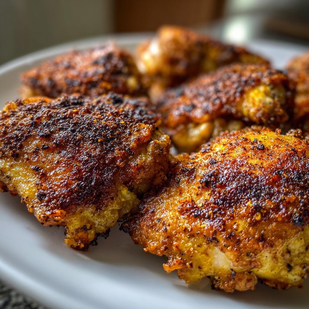crispy air fryer chicken thighs - detail 1