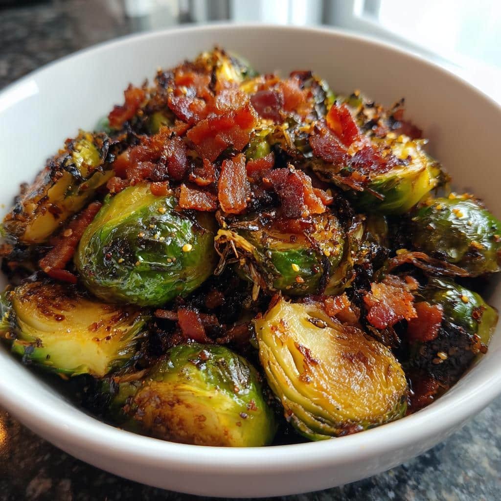 Air Fryer Brussels Sprouts with Bacon - detail 1