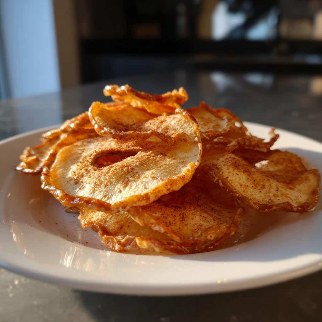 Air Fryer Caramel Apple Chips