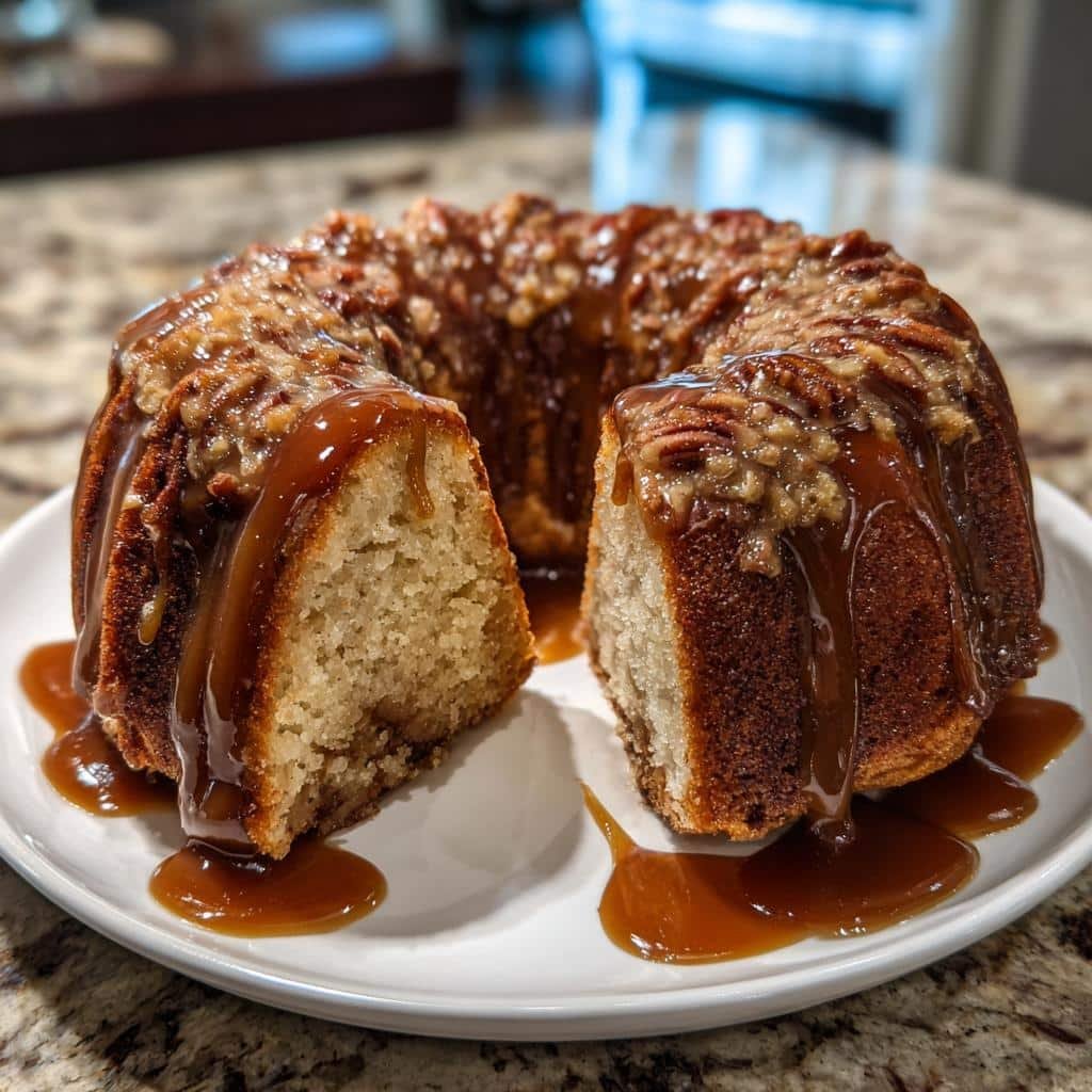 Air Fryer Caramel Pecan Cake